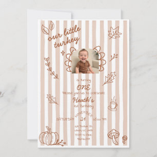 Our Little Turkey First Birthday Photo Invitation
