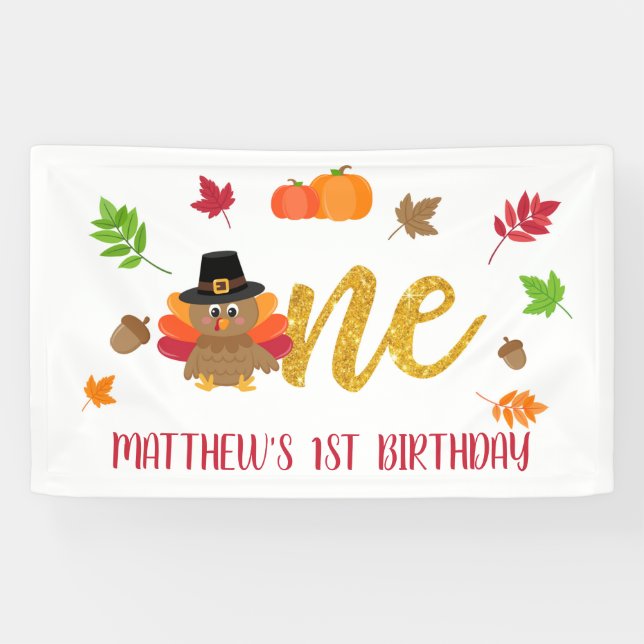 Our Little Turkey is One First Birthday Banner (Horizontal)