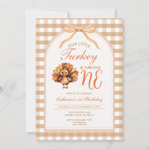 Our Little Turkey Is Turning One Birthday Invitation