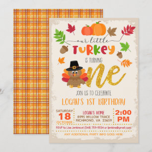 Our Little Turkey is Turning ONE Invitation - P