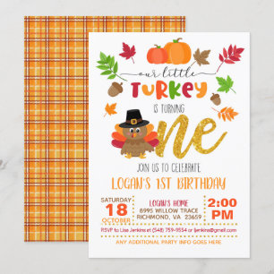 Our Little Turkey is Turning ONE Invitation - WP