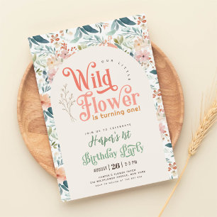 our little wild flower 1st Birthday  Invitation