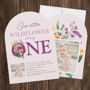 Our Little Wildflower 1st Birthday bright floral Invitation