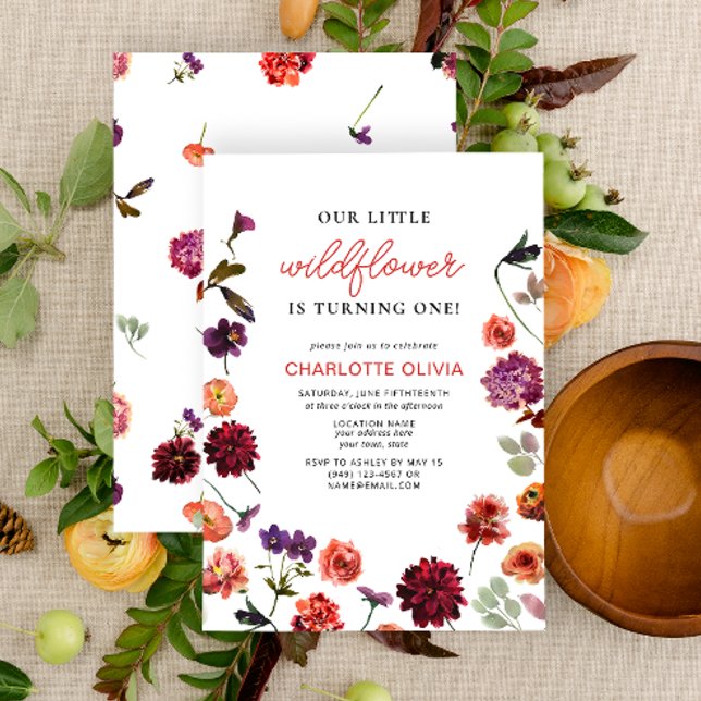 Our Little Wildflower 1st Birthday Floral Boho Invitation (1st Birthday Invitation)