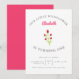 Our Little Wildflower 1st Birthday Floral Minimal Invitation