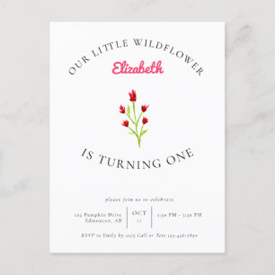 Our Little Wildflower 1st Birthday Floral Minimal Postcard
