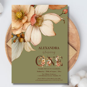 Our little wildflower baby girl 1st birthday  invitation