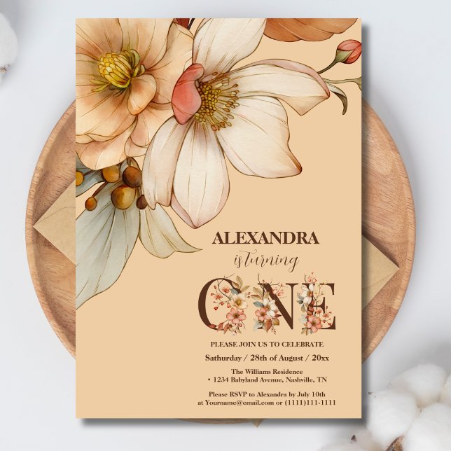 Our little wildflower baby girl 1st birthday  invitation (Creator Uploaded)