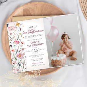 Our Little Wildflower Baby Girl 1st Birthday Party Invitation