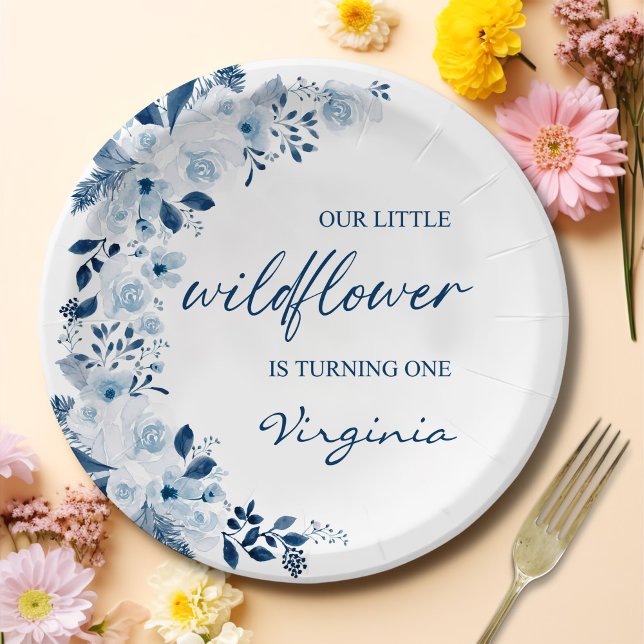 Our Little Wildflower Baby Girl 1st Birthday Party Paper Plate (Creator Uploaded)
