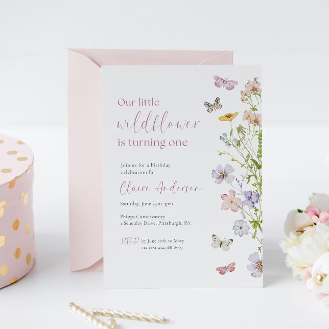 Our Little Wildflower Birthday Butterflies  Invitation (Creator Uploaded)