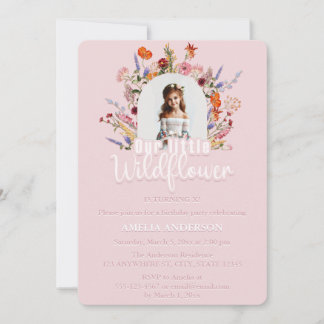 Our Little Wildflower Elegant Birthday Invitation