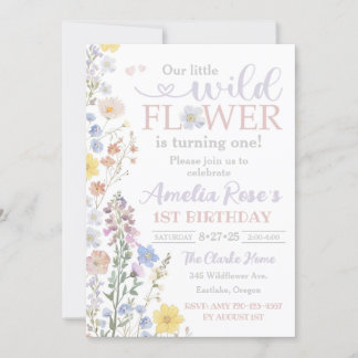 Our Little Wildflower Invitation, 1st Birthday Invitation