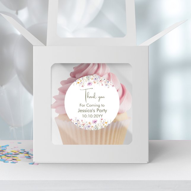 Our Little Wildflower Turning One Thank You  Classic Round Sticker (Creator Uploaded)