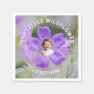 Our Little Wildflower Violet Geranium Custom Photo Napkin