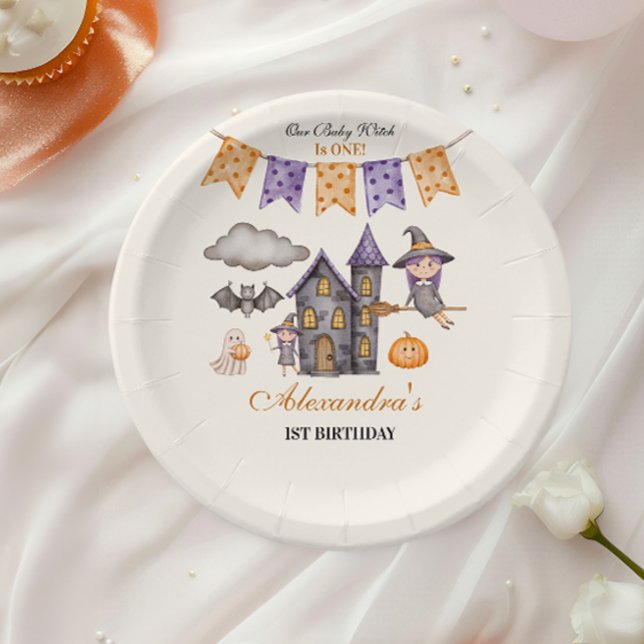 Our Little Witch Turns ONE Paper Plate (Creator Uploaded)