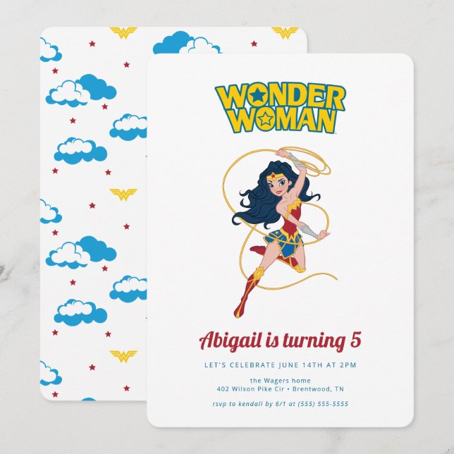 Our Little Wonder Woman Girls Birthday Invitation (Front/Back)
