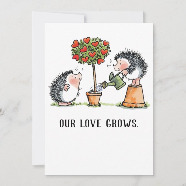 Our Love Grows Hedgehogs Valentine Card (Front)