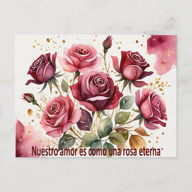 Our love is like an eternal rose holiday postcard (Front)