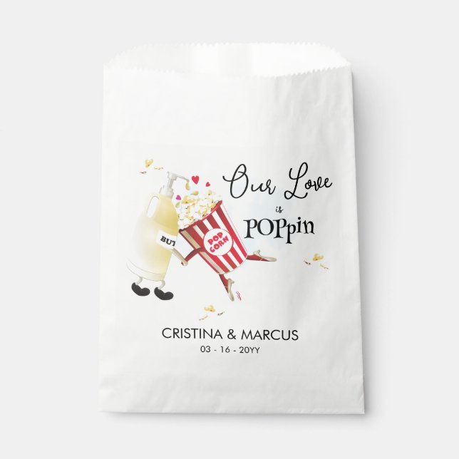 Our Love Is Poppin Popcorn Favour Bag (Front)