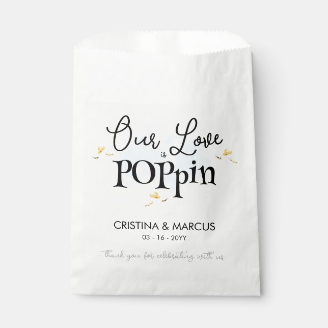 Our Love Is Poppin Popcorn Favour Bags (Front)