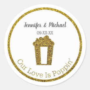 Our Love Is Poppin Popcorn Wedding Favour Classic Round Sticker