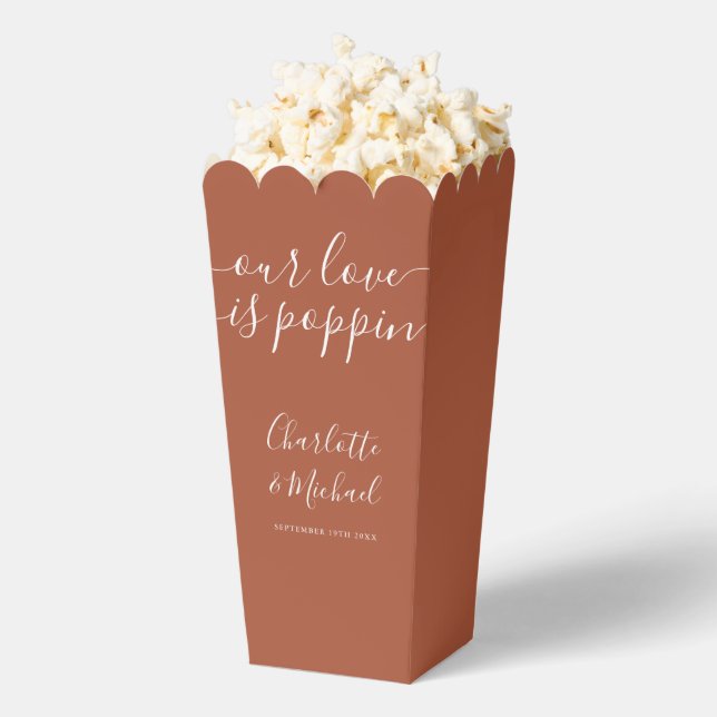 Our Love Is Poppin Terracotta Wedding Popcorn Favour Box (Popped)