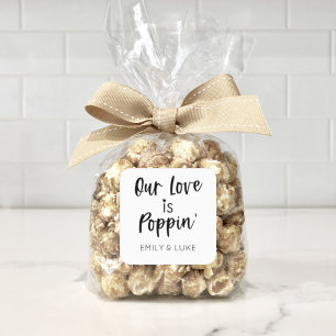 Our Love is Poppin' Wedding Favour Square Sticker