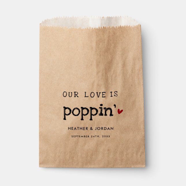 Our Love Is Poppin' Wedding Popcorn Favour  Favour Bags (Front)