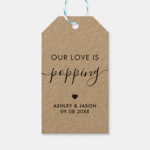 Our Love is Poppping, Popcorn Tag, Wedding, Kraft Gift Tags