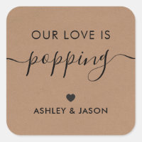 Our Love is Poppping, Popcorn Tag, Wedding, Kraft