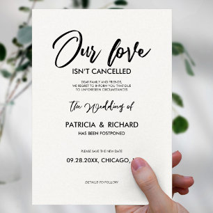 Our Love Isn’t Cancelled Wedding Postponement Postcard