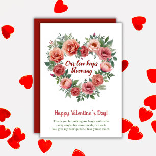 Our Love Keeps Blooming Floral Valentine's Day Holiday Card