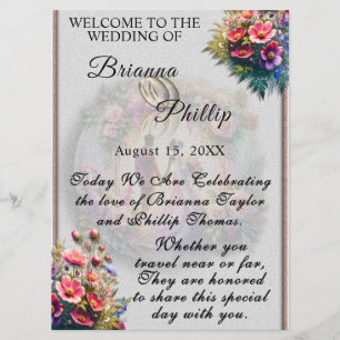 Our Love Reaches The Moon Floral Wedding Programme