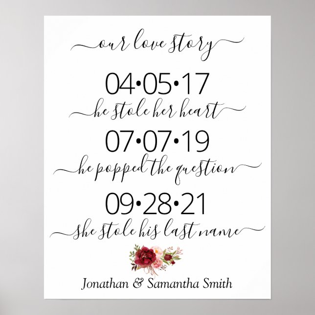 Our love story Best day yes day wedding marsala Poster (Front)