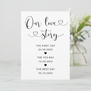 Our Love Story Black Heart Script Wedding Sign Invitation