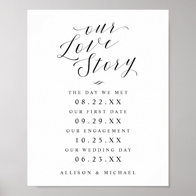 Our Love Story Bride & Groom Timeline Wedding Sign (Front)