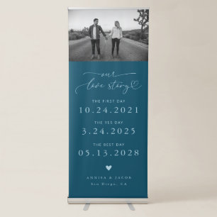 Our Love Story Couple's Timeline Photo Teal Retractable Banner