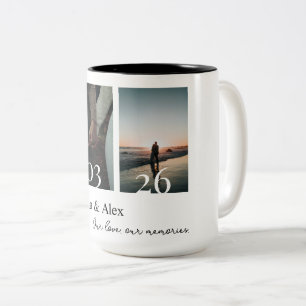 Our Love Story Custom Date Photo Collage Two-Tone Coffee Mug