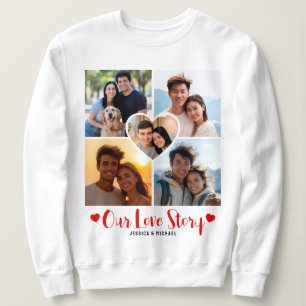 Our Love Story Custom Heart Photo Collage Couple Sweatshirt