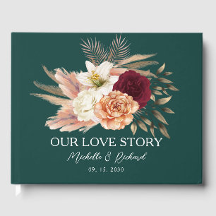 Our Love Story Emerald Floral Guest Book