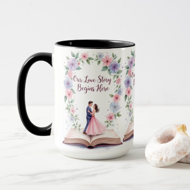 Our Love Story Floral Marriage Mug (With Donut)