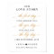 Our love story gold faux wedding date sign