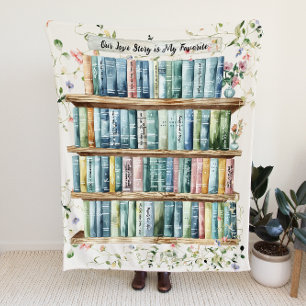 Our Love Story in Books   Customisable Couples Fleece Blanket