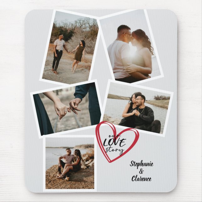 Our Love Story Personalised Valentines Photo Mouse Mat (Front)