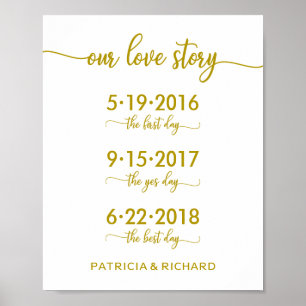 Our Love Story Special Dates Gold Wedding Sign