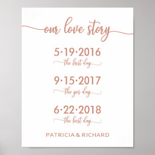 Our Love Story Special Dates Rose Gold Sign