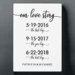 Our Love Story Special Dates Timeline Wedding Sign Plaque<br><div class="desc">This stunning calligraphy wedding suite exudes a modern, bold, and timeless design. Our comprehensive collection provides everything you need to create a cohesive and chic atmosphere, including matching menu cards, personalized napkins, striking signs, favors, and much more. Don't hesitate to reach out via chat for personalized assistance or to discover...</div>