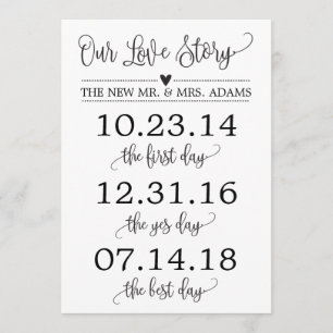 Our Love Story Timeline Wedding Sign Decor Invitation