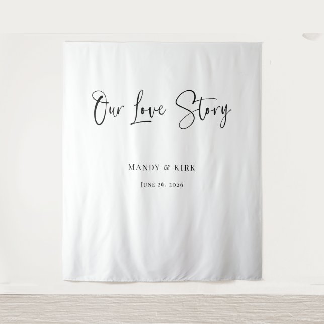 our love story Wedding Backdrop  Tapestry (Front)